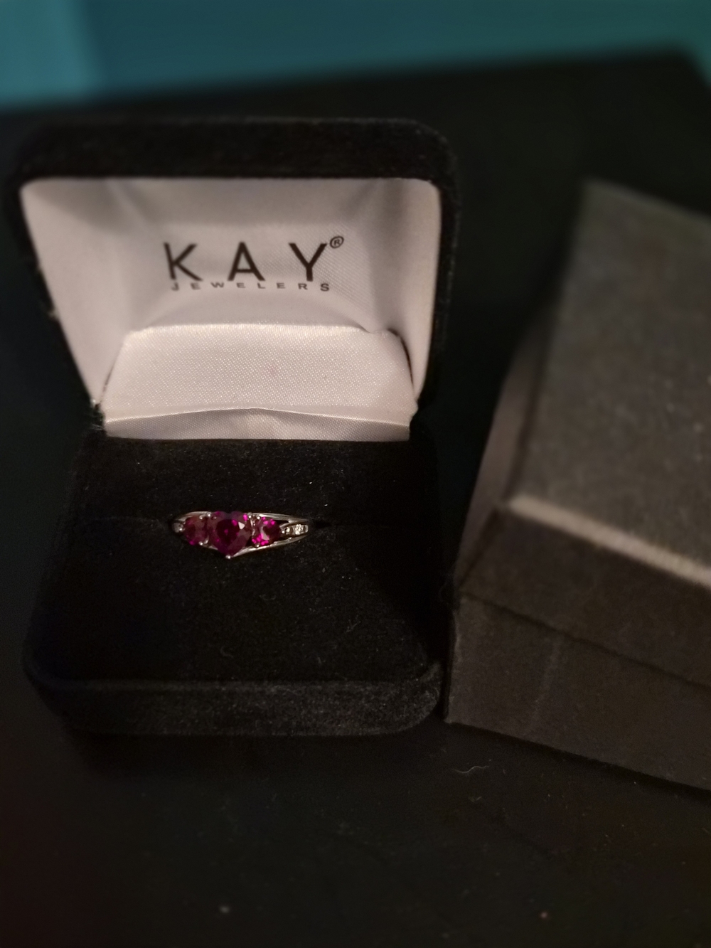 Kay Jewelers Silver Ring with Bright Pink Stones